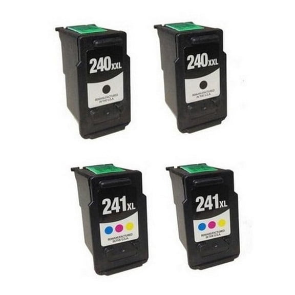 PrinterDash Compatible with Canon PIXMA MG-2220/MG-3620/MG-4220/MX-372/MX-452/MX-512/MX-522/MX-532 High Yield Inkjet Combo Pack (2-Black/2-Color) (PG-240_2PK/CL-241_2PKMP)