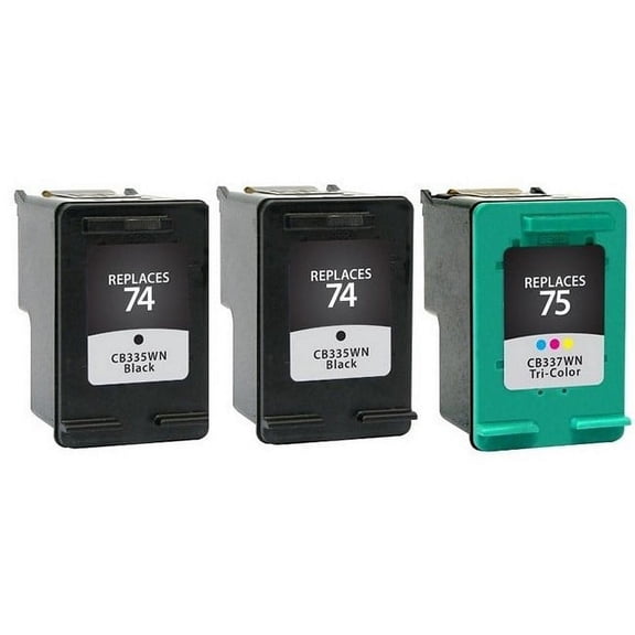 PrinterDash Compatible with HP DeskJet D4260/D4360/PhotoSmart C4200/C4300/C4400/C4500/C5200/C5500/D5300 Series Inkjet Combo Pack (2-Black/1-Color) (NO. 74/NO. 75) (CD976FN)