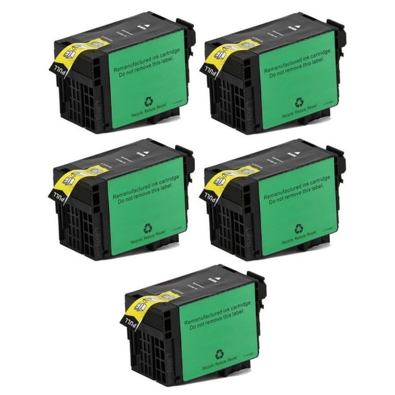 PrinterDash Compatible with WorkForce WF-3620/WF-3640/WF-7110/WF-7210/WF-7610/WF-7620/WF-7710/WF-7720 Black High Yield Inkjet (5/PK-1100 Page Yield) (NO. 252XL) (T252XL120_5PK)