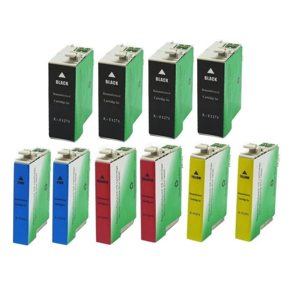 PrinterDash Compatible with WorkForce 60/545/630/633/635/645/840/845/WF-3520/WF-3530/WF-3540/WF-7010/WF-7510/WF-7520 Inkjet Combo Pack (4-BK/2-C/M/Y) (NO. 127) (T1274B2CMY)