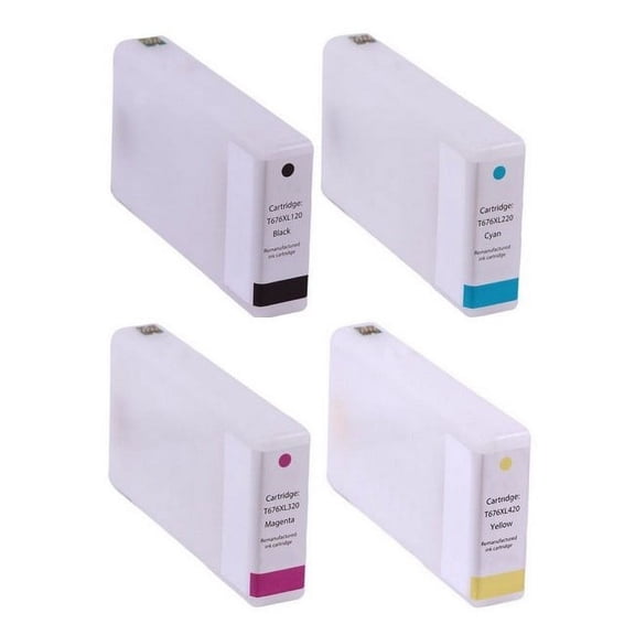 PrinterDash Compatible with WorkForce Pro WP-4010/WP-4020/WP-4090/WP-4520/WP-4530/WP-4540/WP-4590 High Yield Inkjet Combo Pack (BK/C/M/Y) (NO. 676XL) (T676XLBCMY-US)