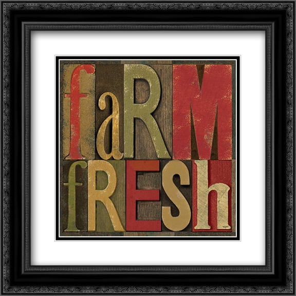 Printers Block Farm To Table IV 2x Matted 20x20 Black Ornate Framed Art Print by Reed, Tara