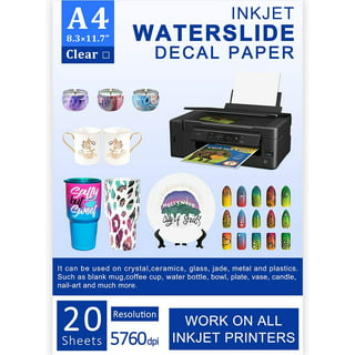 KOALA Metallic Gold Waterslide Decal Paper for Inkjet Printer- Translucent  Clear 8.5x11 Water Slide Transfer Paper for DIY Tumbler, Mug, Candle, Nail  Crafts- 5 Sheets 