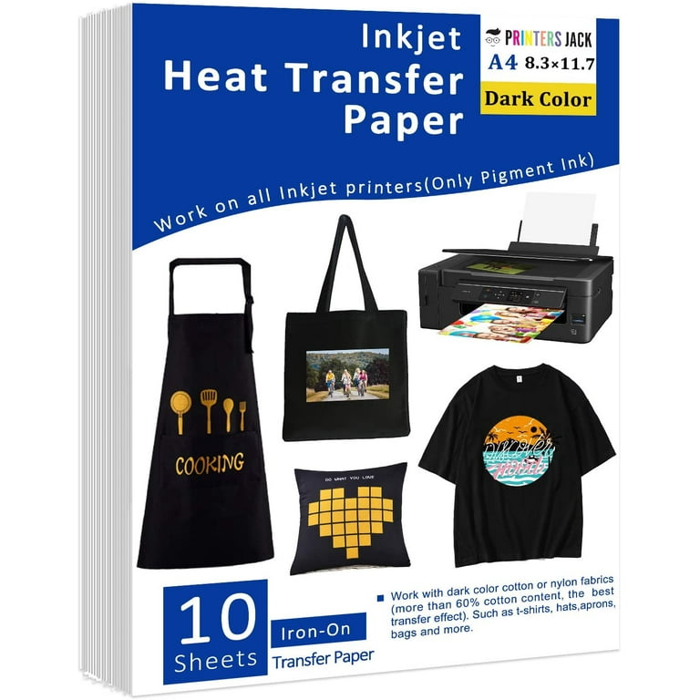 MECOLOUR Inkjet Iron On Heat Transfer Paper 50 Sheets for Dark Fabric  8.5''x11'' A4 for T-Shirt,Totes, Bags for Any Inkjet Printer, Long Lasting