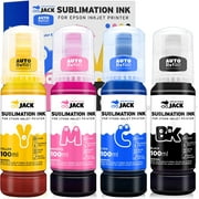Printers Jack Sublimation Ink Refill, 4-Pack Cyan, Magenta, Yellow, Black