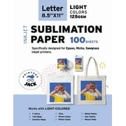 Printers Jack Sublimation Heat Transfer Paper 125 GSM 100 Sheets 8.5" x 11" for Any Epson HP Canon Sawgrass Inkjet Printer for T-Shirt, Mugs, 1 Layer
