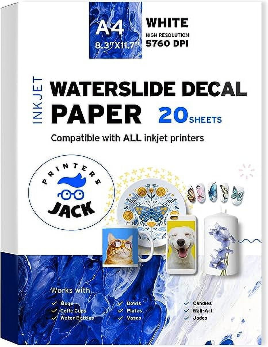 Printers Jack White Inkjet Compatible Waterslide Decal Paper 8.3x11.7