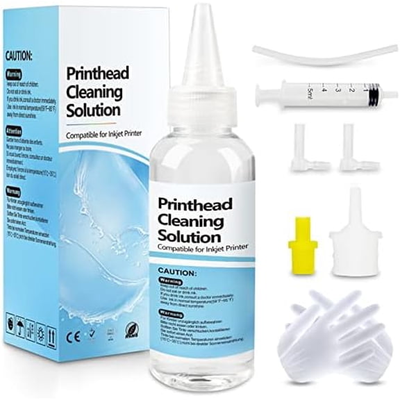 Printhead Cleaning Kit Work for Epson HP Canon Inkjet Printer Head Cleaning, Printhead Cleaner Kit, Print Head Cleaner Solution for Flushing Printer Nozzle 100ML