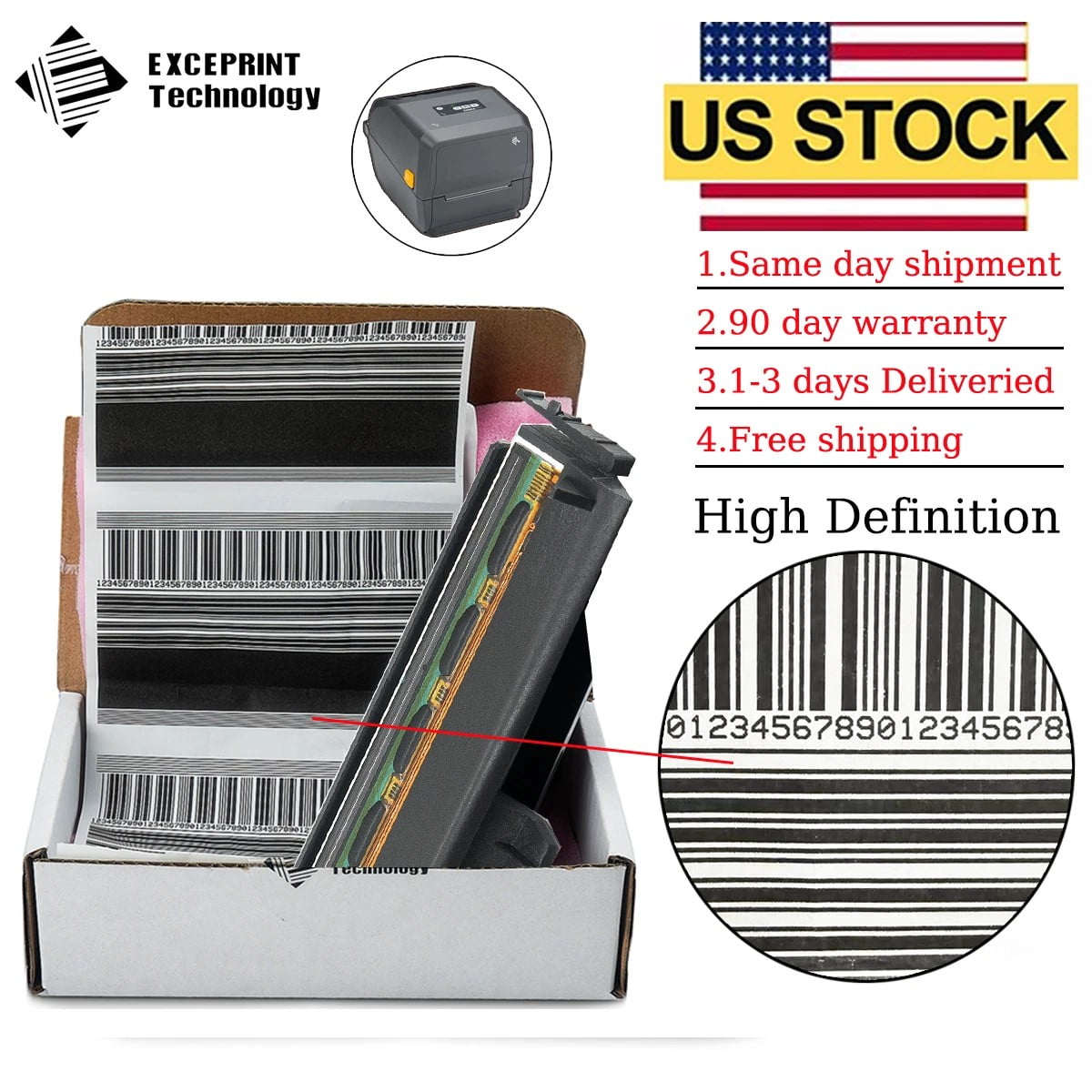 ZEBRA ZD421T Cabeça De Impressão Printhead 300 DPI  P1112640-219  N 300 Dpi P1112640 219 N 264744