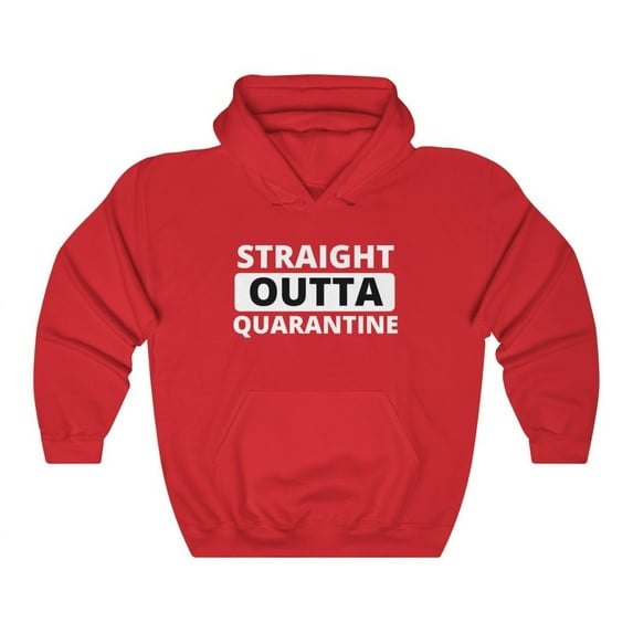 Printify Straight Outta Red Quarantine Big & Tall Unisex Heavy Blend™ Red M Hooded Sweatshirt