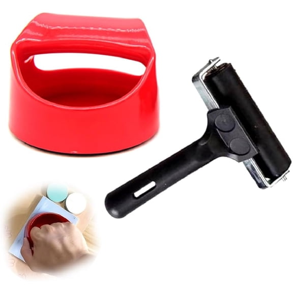 Printing Baren and Rubber Roller Brayer Roller Tool for Crafting, Printing, Inking and Stamping