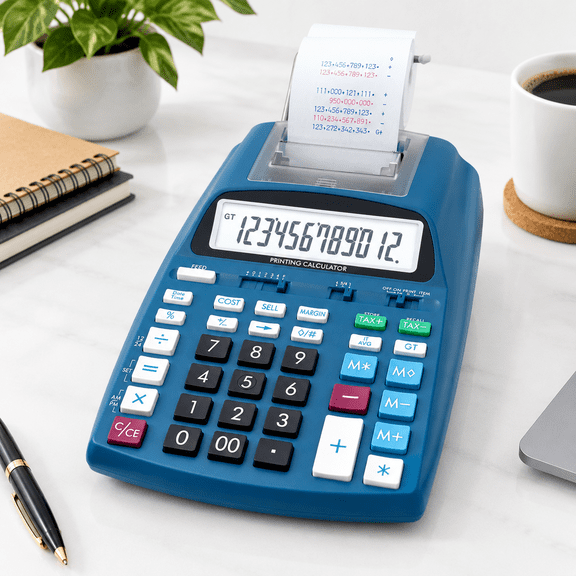 Printing Calculator With Tape Print Out - 10 Key Addinghine Paper Roll Desktop Electric For Accounting Business Finance Home Offi