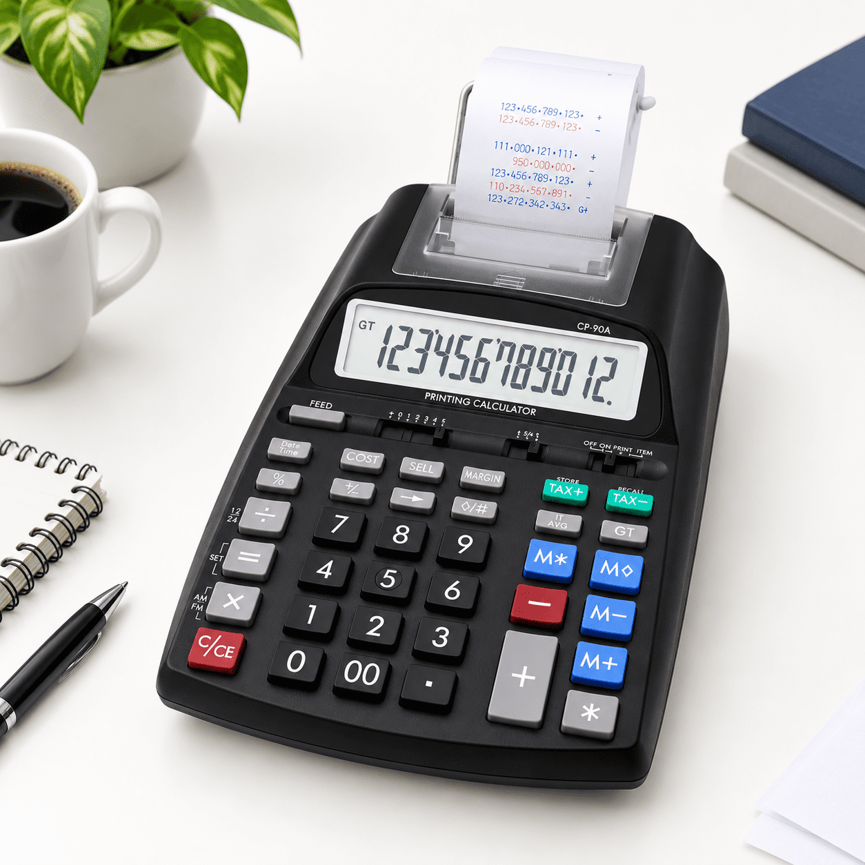 Printing Calculator With Tape Print Out - 10 Key Addinghine Paper Roll ...