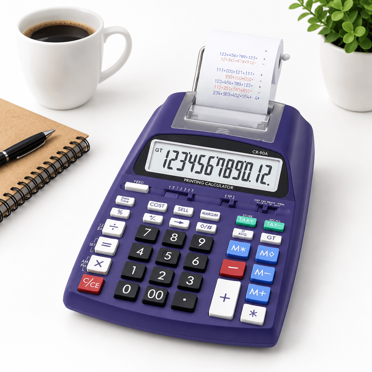 Printing Calculator With Tape Print Out - 10 Key Addinghine Paper Roll ...