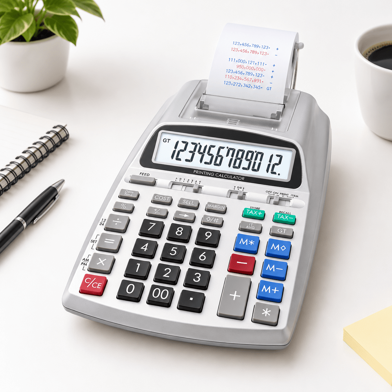 Printing Calculator With Tape Print Out - 10 Key Addinghine Paper Roll ...