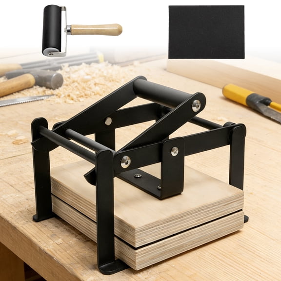 Linocut Printing Hand Lever Press Machine, A5 Linocut Press Machine, with Rubber Roller & Felt Pad, Fit for Linocut Printing, Woodcut Printing, Letterpress, Rubber, Cardboard, Cork Printing