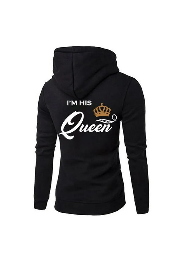Printing Her King or His Queen Lover Hoodies Harajuku Fashion Casual Womens Men Clothing Lovers Sweatshirt  Couple Hoodies
