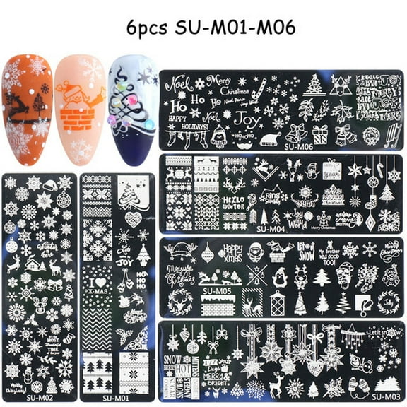 Printing Plate Set Stamp Kit Halloween Christmas Stencils Reusable Stamper Tool for DIY Manicure Designs