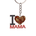 thumbnail image 1 of Printing Repeat Cloth Brown Colorful Art Keychain Metal Keyring Holder Love MAMA Mother, 1 of 3