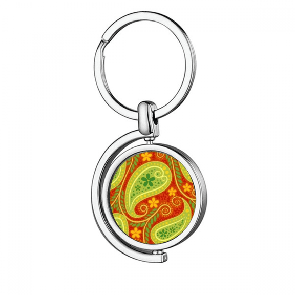 Printing Repeat Cloth Colorful Art Rotating Keychain Metal Keyring Holder