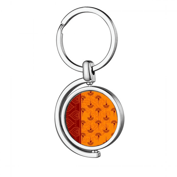 Printing Repeat Cloth Orange Colorful Art Rotating Keychain Metal Keyring Holder