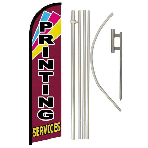 Printing Services Windless Banner Flag & Pole Kit