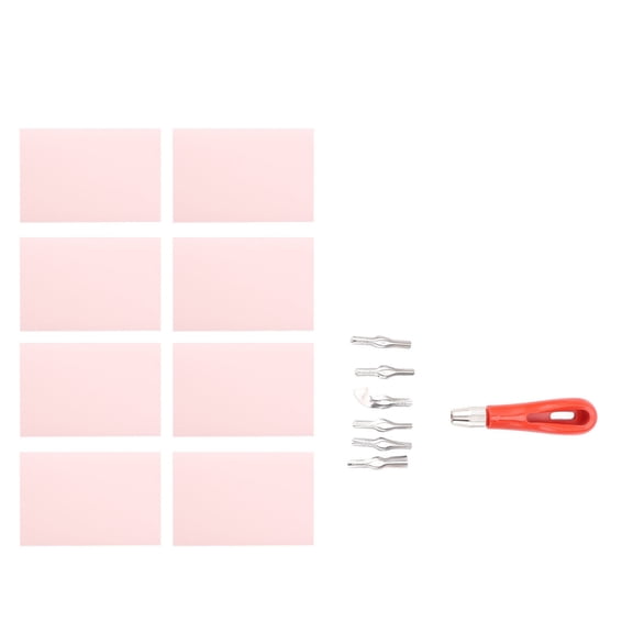 Printmaking Kit: 8 Rubber Blocks 6 Blades, Perfect For Lino Cutting DIY Stamps