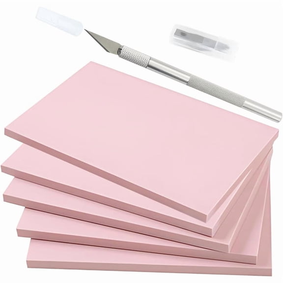 Printmaking Studio Blocks 5 Pack 4x6 Pink Rubber Stamp Carving Blocks for Beginners No Mounting Required Generic