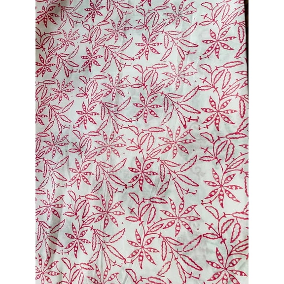 Printofab Baby Pink, Green,Delft Blue Indian Hand Block Printed Fabric By The Yard,Table Cover,Farmhouse Decor,Linen Set,Wedding Tablecloth