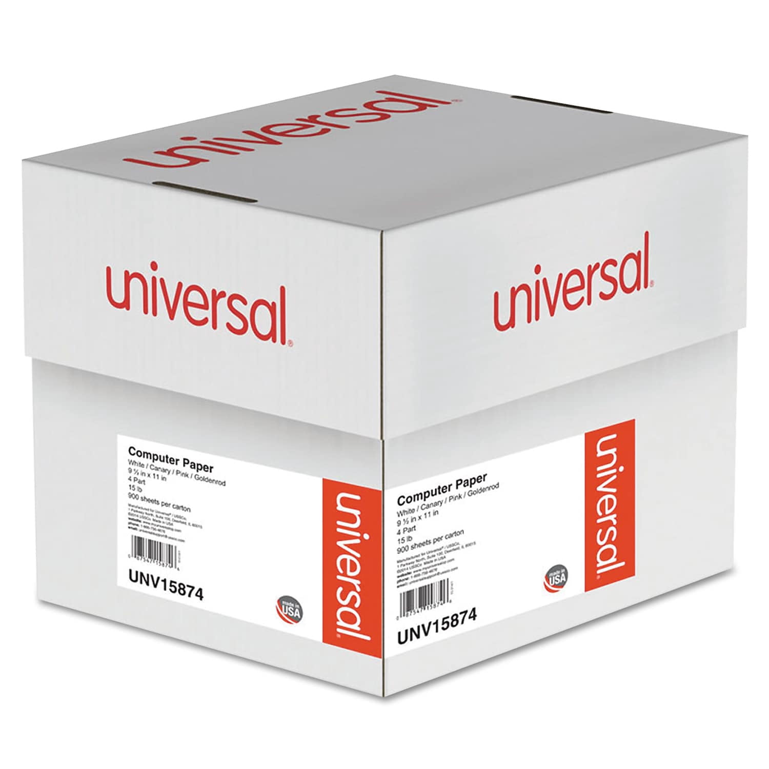 Universal Office Products 15874 Multicolor Paper, 4-part Carbonless, 15lb, 9-1/2 X 11, Perforated, 900 Sheets