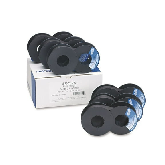 Printronix 107675-001 107675001 Ink/Correction Ribbons - Black (6/Box)