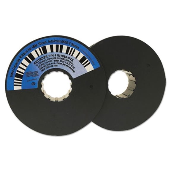 Printronix 41U1680PTX Twin Spool Ribbon Black Cartridge, Black