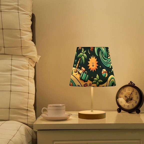 Prints Ocean Blue LED Desk Lamp Table Lamp USB Bedside Nightstand Small Lamp for Bedroom Living Room Kids Room