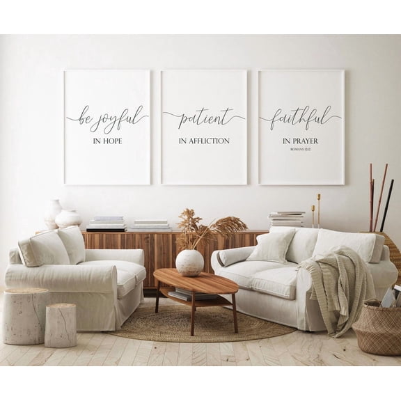 PrintsBe Joyful In HopePatient In AfflictionFaithful In PrayerRomans 1212Bible Verses PrintChristian Wall ArtBible Art, Stretched Canvas
