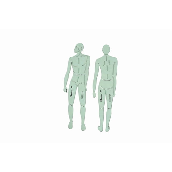 Printtoo 12 Inch Human Figure Drafting Template Set of 2 Male, Front and Back View Human Body Stencils for Illustration Layouts, Proportion Balance, Fashion Design, Art and Sketching