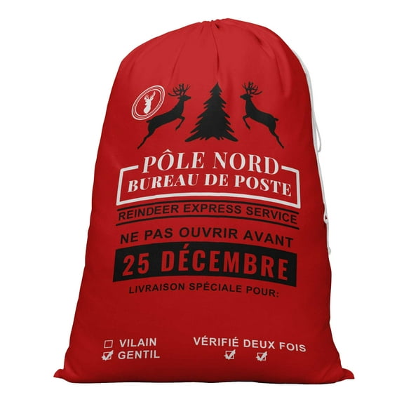 Printtoo 2 Pcs Large Santa Sacks With Drawstring Canvas Xmas Gifts Bags For Kids Christmas 27x20 Inch