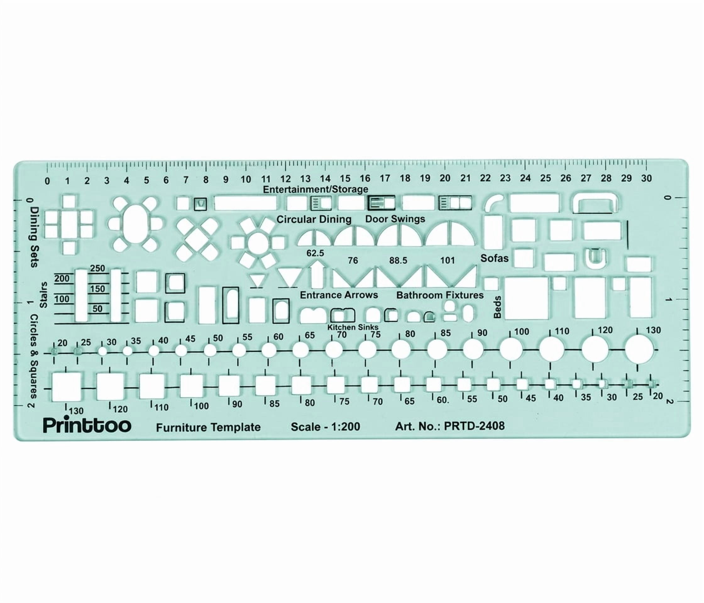 Printtoo 2mm Thick Furniture Layout Drafting Template for Interior ...