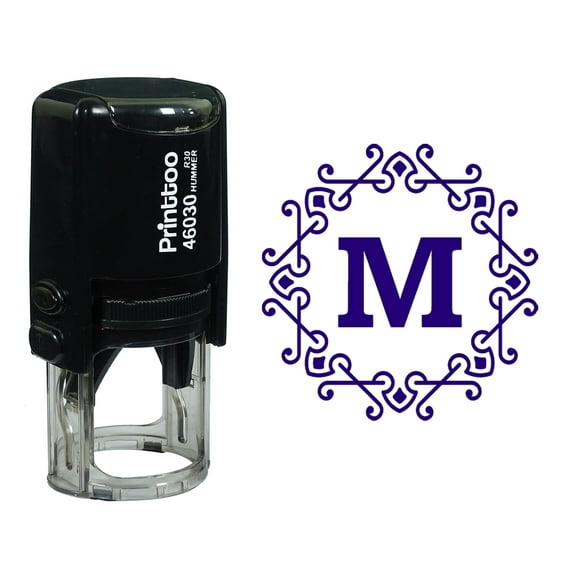 Printtoo Alphabet M Monogram Octagon Celtic Swirl Frame Self Inking Rubber Stamp Office Stationary