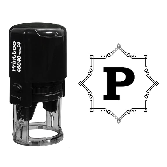 Printtoo Alphabet P Monogram Initial Octagon Celtic Swirl Frame R-40 Self Inking Rubber Stamp Office Stationary