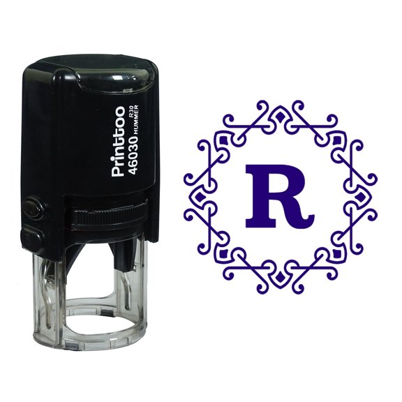 Printtoo Alphabet R Monogram Octagon Celtic Swirl Frame Self Inking Rubber Stamp Office Stationary