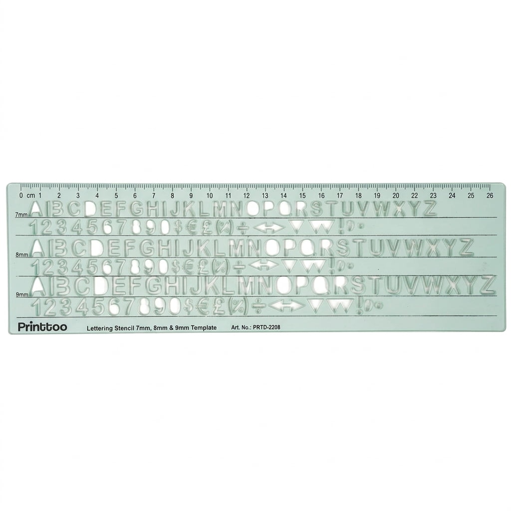 Letter Writing Ruler Printtoo Alphabet Stencil Ruler, 2mm Thick Green Transparent Acrylic ...