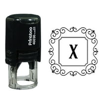 Printtoo Alphabet X Monogram Initial Square Swirl Border Self Inking Rubber Stamp Office Stationary
