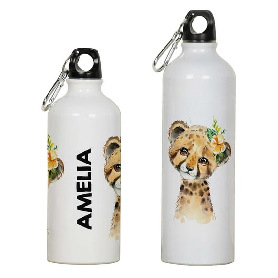 Printtoo Aluminum Sport WaterBottleBaby Cheetah GirlPrint TravelBottleWith Carabiner Clip 650ml/21.9oz