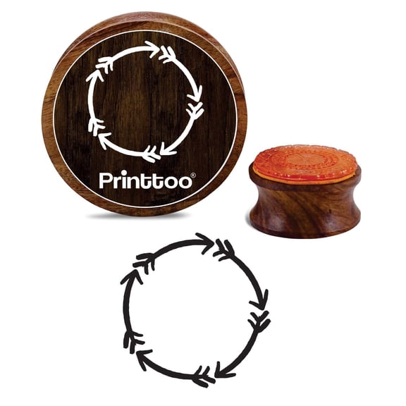 Printtoo Arrow Pattern Card Making Round Wooden Rubber Stamp Craft Textile Stamps-3 Inch