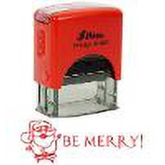 Printtoo Be Merry Self Inking Rubber Stamp Pre,Inked Office Stamp, Home Office Business Stationery, 38 x 14 mm, Red2