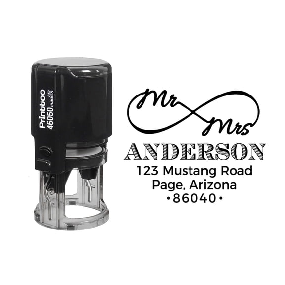 Printtoo Black Address Personalized Self Inking Address Heavy Duty Stamp Custom Rubber Stamper-50 mm Diameter