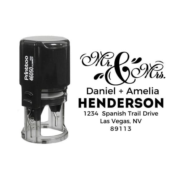 Printtoo Black Address Personalized Self Inking Custom Stamper Address Round Heavy Duty Stamp-50 mm Diameter