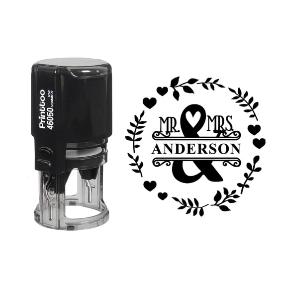 Printtoo Black Custom Personalized Heavy Duty Self Inking Round Rubber Stamp Custom Custom Stamper-50 mm Diameter