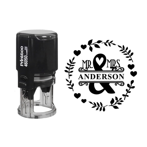 Printtoo Black Custom Personalized Heavy Duty Self Inking Round Rubber Stamp Custom Custom Stamper-50 mm Diameter