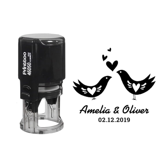 Printtoo Black Save The Date Wedding Favor PersonalizedRound Self Inking Wedding Favor Stamp Custom Save The Date Heavy Duty Rubber Stamper-50 mm Diameter